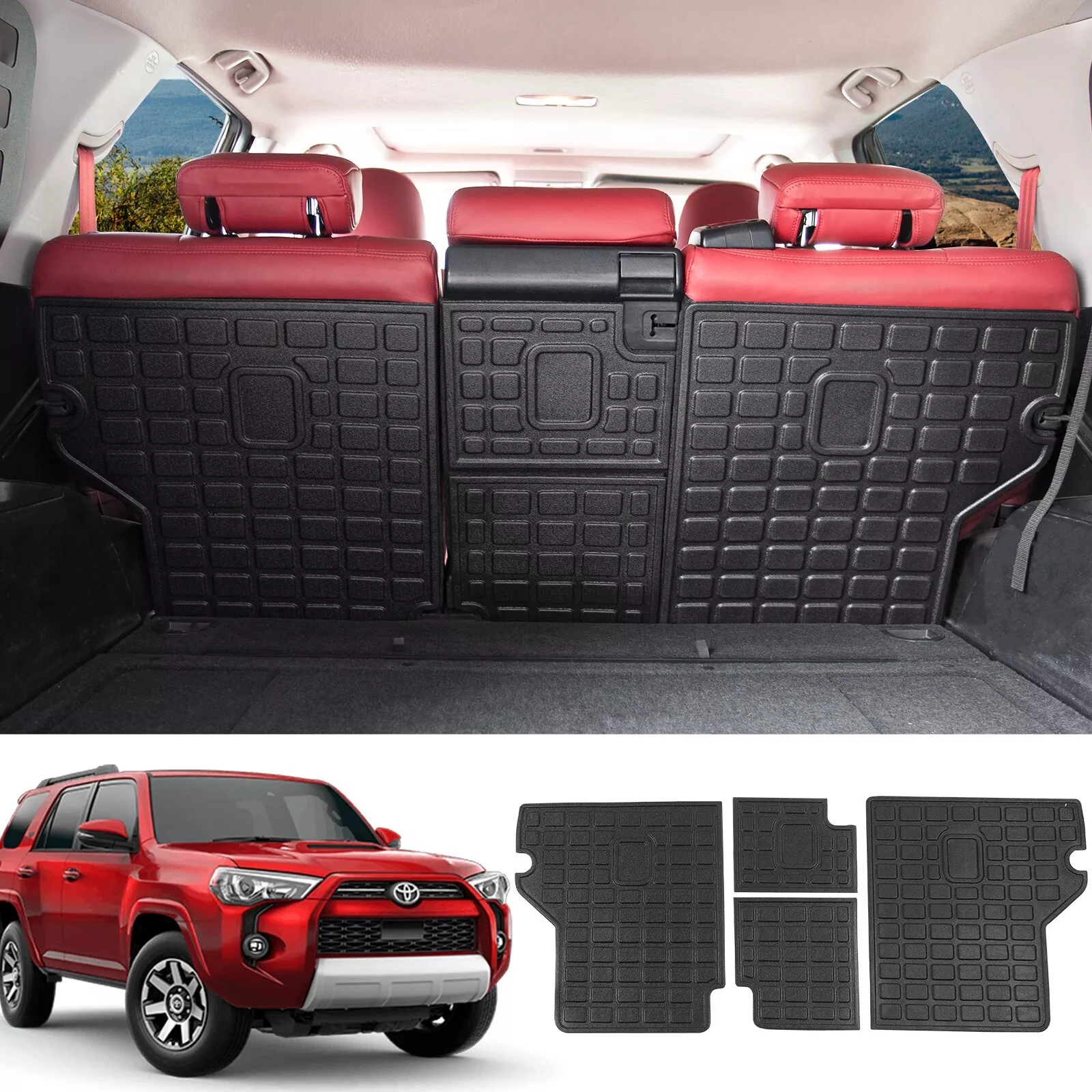 Fit 2010-2023 Toyota 4Runner 5 Seater Trunk Mats Backrest Mats TPE Cargo Liners
