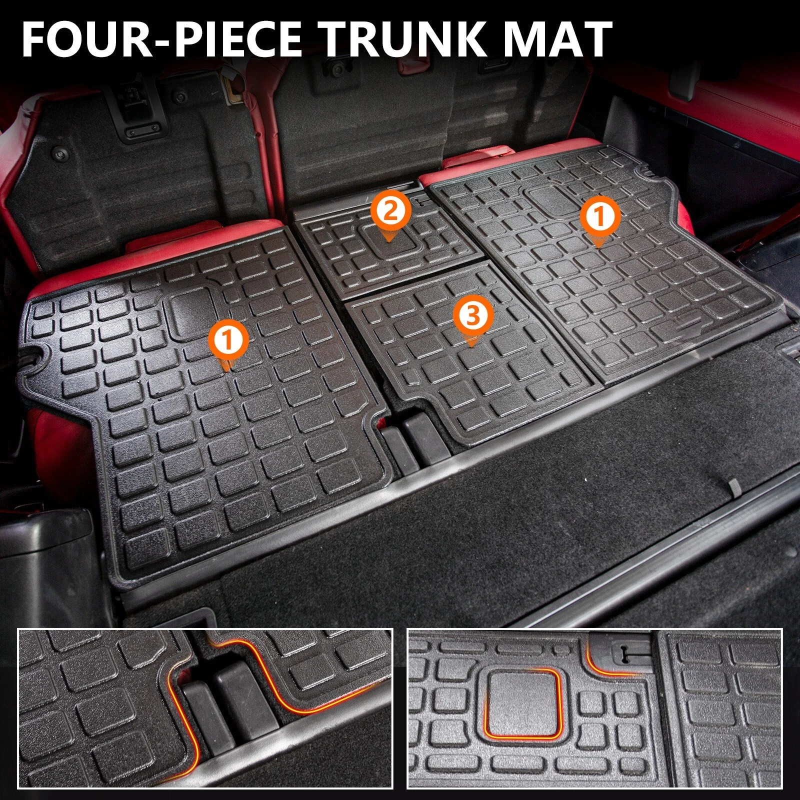 Fit 2010-2023 Toyota 4Runner 5 Seater Trunk Mats Backrest Mats TPE Cargo Liners - Image 2